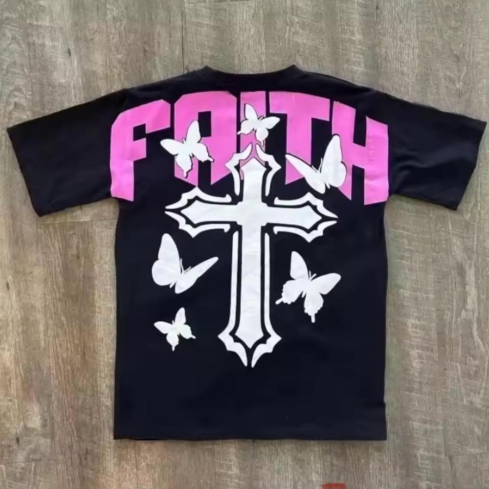 Kids Faith Tee with Cross and Butterfly Design